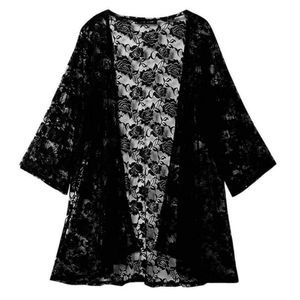 NEW BLACK LACE KIMONO